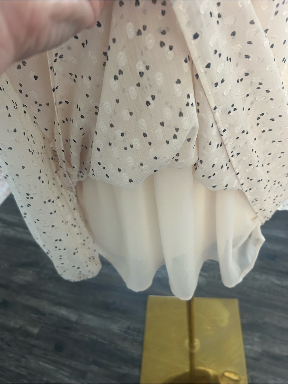 Hilary Radley Cream V-Neck Long-Sleeve Blouse with Black Dot Print - Picture 6 of 10